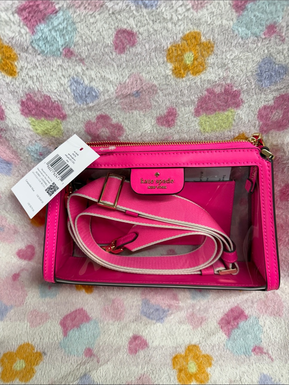 kate spade Hot Pink Clear Crossbody with Removable Strap
